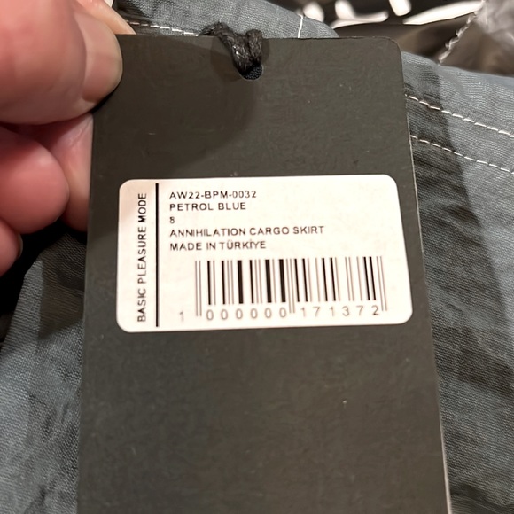 NWT Size Small (UK 8) Basic Pleasure Mode Slate Blue Cargo Skirt - Picture 5 of 5